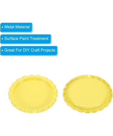 PATIKIL 1 Inch Flat Decorative Bottle Caps 50 Pack Craft Bottle Pendant Trays Double Sides Printed for DIY Pendants Craft Scrapbooks Yellow - Buy Online on SooperMarket.com