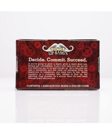 Lip Bangs Beard and Stache Comb | Vegan, Cruelty-Free, All-Natural Sandalwood | Anti-Static Dual-Action Teeth | Handmade in USA - Buy Online on SooperMarket.com
