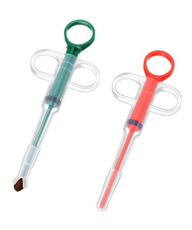 Nuanchu 2 Pieces Pet Pill Plunger Popper for Small Cats Dogs Pill Gun Dispenser Shooter Pet Piller Soft Tip Tablet Syringe Pusher Animal Medicine Feeder for Feeding Accessories (Red Green)