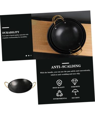 Alipis 1pc Pot Skillet with Lid Cooking Seafoodpot Eggs Frying Pan Double Ear Pan Dog Cookie Shapes Ramen Bowls Cast Iron Pan Mini Pan Camping Heating Pot Stainless Steel Black 30X25X9CM - Buy Online on SooperMarket.com