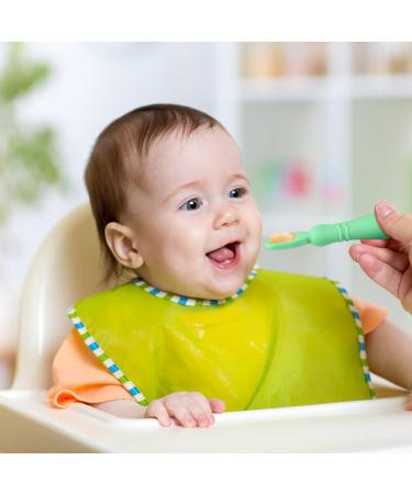 Vicloon Baby Fork and Spoon Set - 2Pcs Silicone Weaning Utensils for Self Feeding, Easy Grip Toddler Cutlery Kit - Soft Infant Spoon in Green - Buy Online on SooperMarket.com
