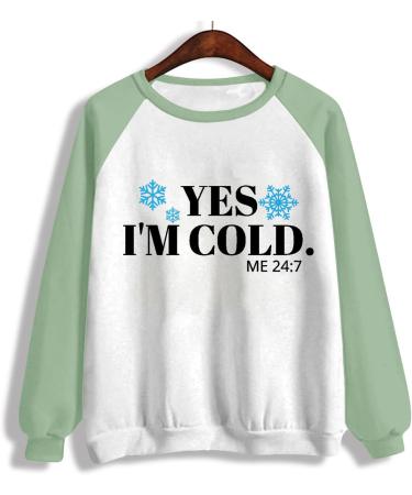 oelaio Women's Casual Crewneck Sweatshirt Loose Long Sleeve YES I M Still Freezing ME 24:7 Sweatshirts Baggy Hide Belly Army Green - Buy Online on SooperMarket.com