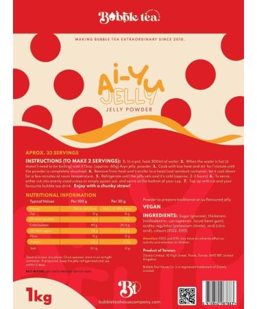 Ai-Yu Jelly Powder - Versatile and Healthy Gelatin Substitute - High Source of Vitamins & Dietary Fibre - Ideal Bubble Tea Topping - Vegetarian Jelly Mix (1 Kg) - Buy Online on SooperMarket.com