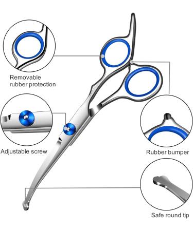 6.7 Inch Stainless Steel Dog Grooming Scissor Kit with Safety Round Tips - Pet Grooming Shears Set with Thinning & Curved Scissors for Hair Fur Care - Buy Online on SooperMarket.com