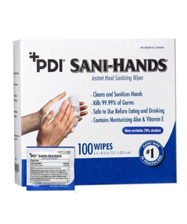 PDI D43600 Sani - Hands Alcohol Wipes - 1000 Wipes 5 x 8 Individual Packets