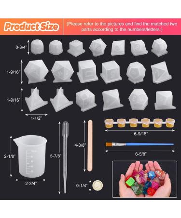 Shynek Resin Dice Molds Set - 19 Polyhedral Styles with Silicone Mold, Tools, and Paints for Epoxy Resin Dice Making - Buy Online on SooperMarket.com
