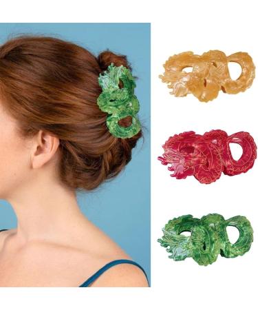 JSGHGDF Delicate Chinese Loong Hair for Woman Girl Skincare Makeup Hair Clip for Thin Hair Nonslip Delicate Hair Clip Red - Buy Online on SooperMarket.com