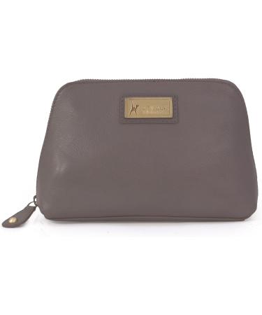 Catwalk Collection Handbags | Ladies Leather Makeup Bag | Medium Cosmetic Bag - Emma in Grey - Ideal for Handbag Essentials - Buy Online on SooperMarket.com