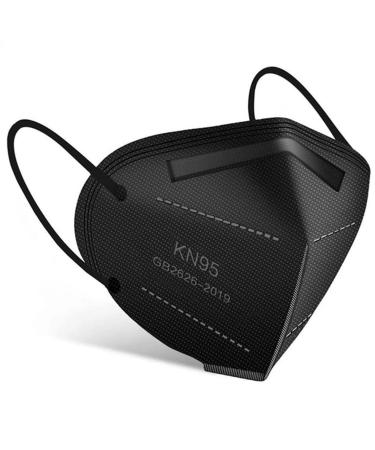 Wanwane Black KN95 Mask 20PCS Cup Dust Safety Face Masks Breathable 5 Layer with Elastic Ear Loop and Nose Bridge Clip for Adult Men & Women Kn95 Black 20pcs