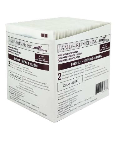 AMD-Ritmed BX/50 NON-WOVEN STERILE GAUZE SPONGE 2IN X 2IN 4PLY GRADE A