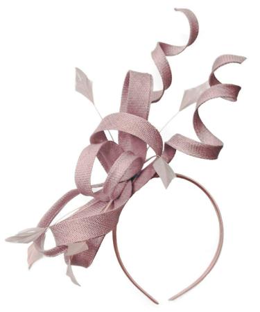 Swirl Loop Sinamay Headband Fascinator For Women Wedding Ascot Races Dusty Pink