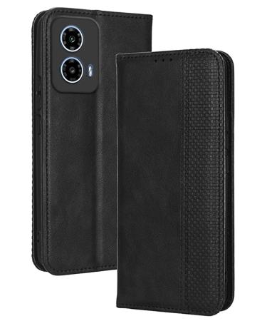 RankOne Flip Leather Case Cover for Motorola Moto G34 (6.5" Inches) Black Motorola Moto G34 Black