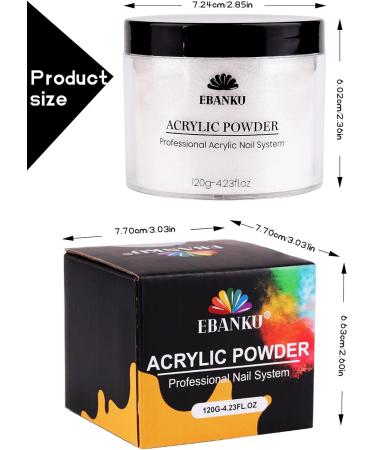 EBANKU Silver Glitter Acrylic Powder 120g/4.23oz Acrylic Powder Large Capacity Professional Acrylic Nail Powder for Nail Acrylic Extension Nail Carving Long-Lasting No Nail Lamp Needed - Buy Online on SooperMarket.com