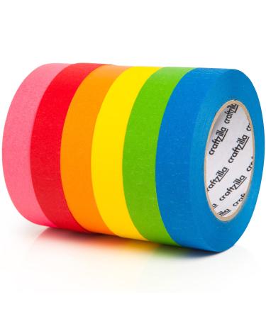 Craftzilla Colored Masking Tape   6 Color Masking Tape Rolls   990 Feet x 1 Inch Painters Tape   Colored Painters Tape Assortment   Painter Tape   Craft Tape   Labeling Colorful Masking Tape