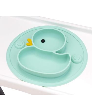 Non-Slip Baby Suction Plate | BPA-Free & FDA Approved | Dishwasher & Microwave Safe | Cyan/Rose Duck Design - Buy Online on SooperMarket.com
