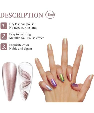 18 ml Metal Nail Polish Mirror Effect - Mirror Nail Polish Chrome Nail Polish - Mirror Effect High Gloss Gel Manicure Nail Polish - Durable Not Removable (Champagne Silver 12) - Buy Online on SooperMarket.com