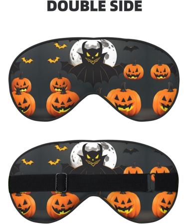 Halloween Moon Bat Pumpkin Print Double-Sided Eye Mask Soft and Light Blocking for Enhancing Sleep Quality - Buy Online on SooperMarket.com