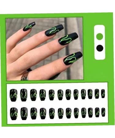 2set Detachable Long Coffin False Nails with Designs Press on Nails Wearable Fake Nail Decor Full Cover Art Tips - Buy Online on SooperMarket.com