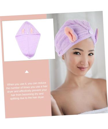 MAGICLULU 2pcs Bunny Ears Dry Hair Hat Hair Ring Aldult Coral Fleece Violet - Buy Online on SooperMarket.com