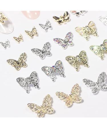 22 Pcs 3D Butterfly Nail Charms & Diamonds Rhinestones - Large Bow for Nail Art Beauty Design and DIY Jewelry - Buy Online on SooperMarket.com