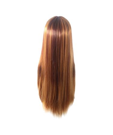 Hair Cutting Cape for Kids Wig Women's Brown Gold Piano Long Liu Hailong Straight Hair Wig Set Big Curly Wig for Women Khaki One Size