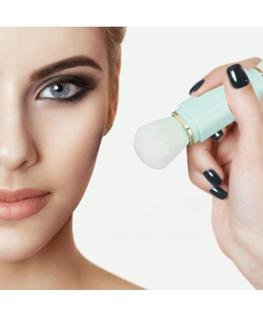Dual Retractable Powder Brush Portable Makeup Brush Ergonomic 360 Degree Rotation for Travel (Blue) - Buy Online on SooperMarket.com