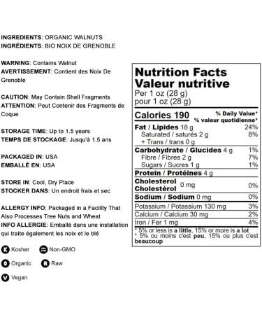 Organic California Walnuts Halves & Pieces 8oz - Non-GMO, Raw, Unsalted, Vegan, Kosher - Omega-3 Protein Snack for Baking & Topping - Buy Online on SooperMarket.com