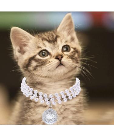 Rayminsino Adjustable Pet Collar with Pearl & Gemstone Diamond Necklace - Stylish Accessories for Cats & Dogs - Buy Online on SooperMarket.com