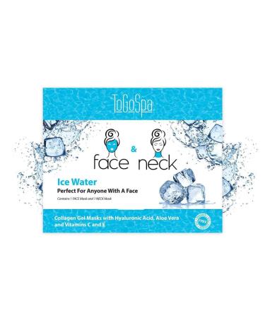 ToGoSpa FACE & NECK | Premium Clean Collagen Gel Mask with Hyaluronic Acid Aloe Vera Vitamins C & E (Ice Water)