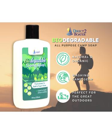 Biodegradable Camp Soap 8 oz (2 Pack) - Fresh & Salt Water Safe - Unscented & Fragrance-Free - Travel Hand, Dish, Clothing, and Laundry Soap - Buy Online on SooperMarket.com