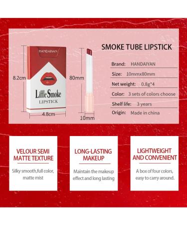 4Pcs Matte Nude Lipstick Set - Lightweight Mini Velvety Lip Gloss & Cigarette Case - Perfect Festival Gift for Women - Long-Lasting Lip Tint for Daily Makeup - Buy Online on SooperMarket.com