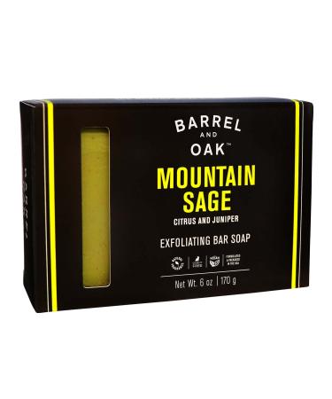 Barrel and Oak - Exfoliating Bar Soap Men's Soap Bar Natural Exfoliator Deep Cleans Pores & Removes Dead Skin Palm Oil (Mountain Sage 6 oz)