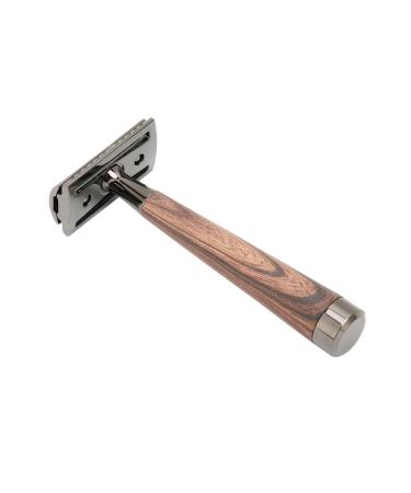 Double -edged razor plane zinclegation washable sharp button razor head wood grain non -slip handle manual razor planer for men for travel and at home