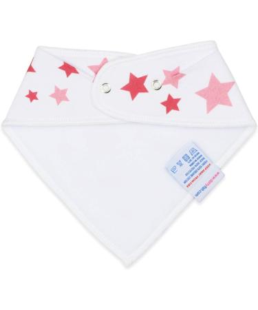 Dotty Fish Baby Bandana Bibs - Super Absorbent Teething Bibs for Girls Boys Unisex | Organic Cotton, One Size, Pink Stars - Buy Online on SooperMarket.com