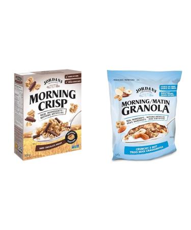 Jordans Morning Crisp Granola Cereal - Dark Chocolate Dream 400g & Morning Granola - Crunchy 3 Nut 375g