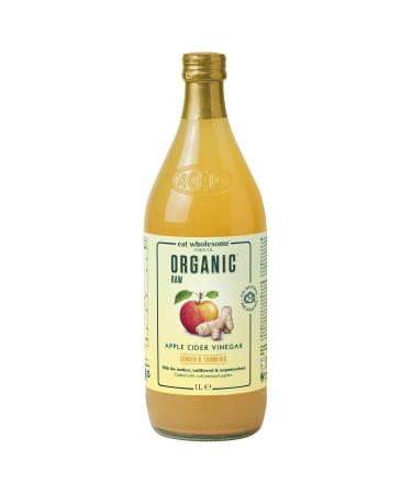 Eat Wholesome Organic Ginger Turmeric and Chilli Raw Apple Fire Cider Vinegar with The Mother Glass Bottle in Box 1L Apple Cider Vinegar with The Mother Glass Bottle in Box Ginger Turmeric and Chilli 1L