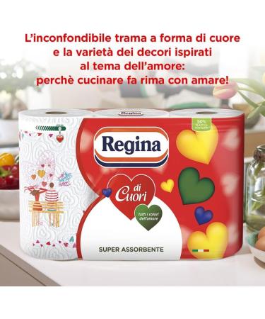 Regina di Cuori Kitchen Paper - 30 Rolls (1 Pack) | Quality Durable & Eco-Friendly | International Shipping Available - Buy Online on SooperMarket.com