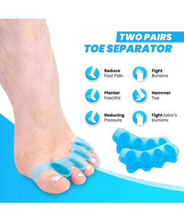 Mroobest Toe separator Toe spacers Gel Toe Separators Bunion Correctors Toe Spacers Toe Straightener Toe Stretcher Big Toe Correctors Toe Separator 4 Count (Blue) blue-1 One Size - Buy Online on SooperMarket.com