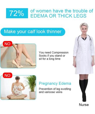 Acwoo Compression Stockings for Men & Women - Medical Knee Socks (L/XL) - 2 Pairs Black & Beige - Thrombosis Support - Buy Online on SooperMarket.com