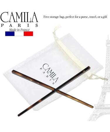 Camila Paris AD28/2 French Twist Stick Hair Pin Set - Set of 2 Tortoise Shell Hair Pins - Made in France - Buy Online on SooperMarket.com