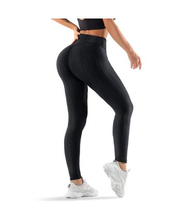 Oielai Tik Tok Women Sport Leggings High Waist Push Up Boom Boom Booty Leggings with Belly Control Long Sports Pants Fitness Pants Yoga Leggings For Women Girls M Black