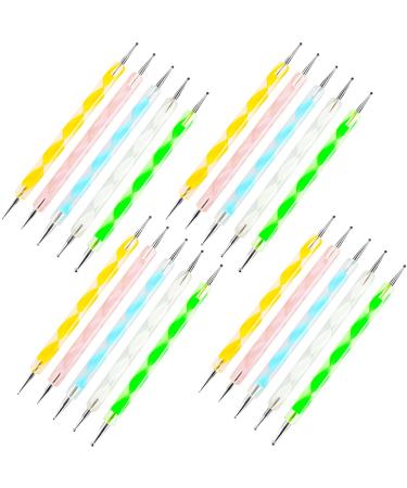 DAWOO 20pcs 2 Way Dotting Pen Tool Nail Art Tip Dot Paint Manicure kit Nail Dotti - Perfect for Creating Beautiful Nail Designs 4 sets(20pcs)