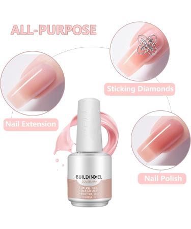 HERBENJOY Builder Gels 5 In 1 Nail Extension Gel 15ml Pink Strengthening Gel Base Gel Color Gel Nail Polish Foundation Gel Rhinestones Glue Gel For Nail Art (02 White) - Buy Online on SooperMarket.com