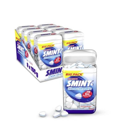 Smint 2h Clean Breath Peppermint 8 Big Pack Doses with 150 mint pastilles each sugar-free mints for over 2 hours of fresh breath 8 x 105g single