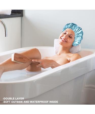 Smilco Reusable Waterproof Shower Caps for Women - 2 Pack EVA Hair Caps with Double Waterproof Layers for Hair Protection in Purple and Blue - Buy Online on SooperMarket.com