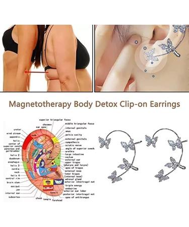Beautification Magnetotherapy Body Detox Butterfly Earrings Non Piercing Magnetic Acupressure Slimming Earrings Butterfly Ear Cuffs Non Pierced Acupressure Slimm_ing Earrings for Women (2pcs-silver) - Buy Online on SooperMarket.com