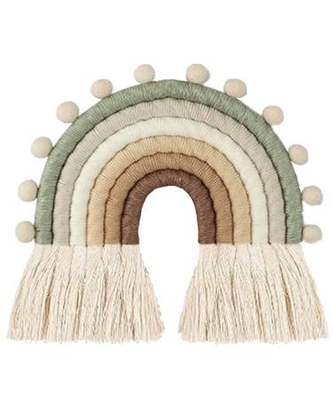 FANXIYA Rainbow Macrame Wall Hanging Decorations for Nursery D cor Kids Bedroom Woven Tassel for Girls& Boys Handmade Playroom Cotton Accessories for Baby Toddler Room (Beige)
