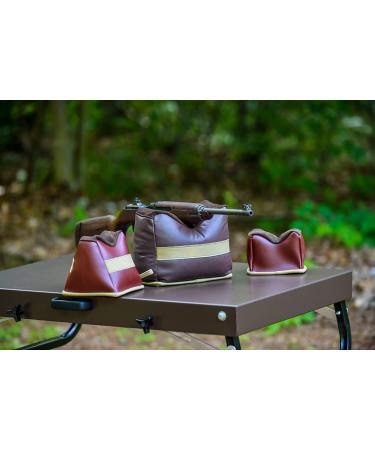 BenchMaster All Leather Rifle Bench Bag Rest | Shooting Sand Bag for Gun Sighting - Weather Resistant | Hand Double Stitched | Multiple Sizes Available - Small Filled - Buy Online on SooperMarket.com