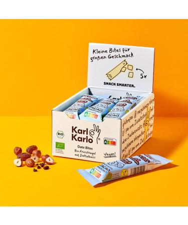 Karl Karlo Fruit Trap Hazelnut- 12 x 35g |Vegan sweets based on date |Vegan snack without additives gluten -free Nutri score A |Dried cranberries acerola hazelnut 12 pieces (1 Pack)