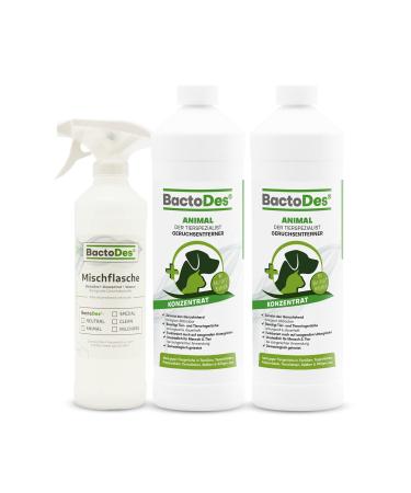 BACTODES - Animal odor neutralizer 2l concentrate with spray mixed bottle - strong enzyme cleaner caturine dogurine & animal smells - effective odor remover with organic microbe effect 2 l (1 Pack)